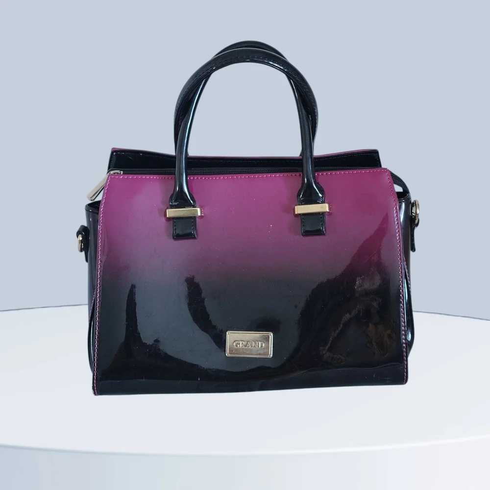 GRAND Black and Pink Gradient Ombre Satchel Bag - Picture 1 of 9